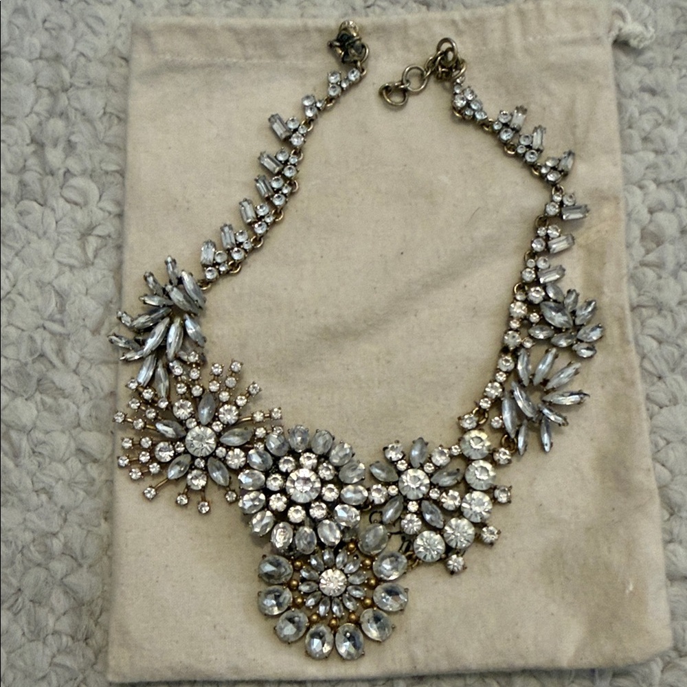 J. Crew Elegant Silver Crystal Statement Necklace